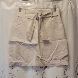 Stylish Tan Mini Skirt with Bow